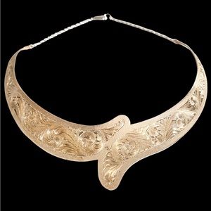 1960’s Vintage Designer Diablo Sterling Silver Embossed Choker Necklace